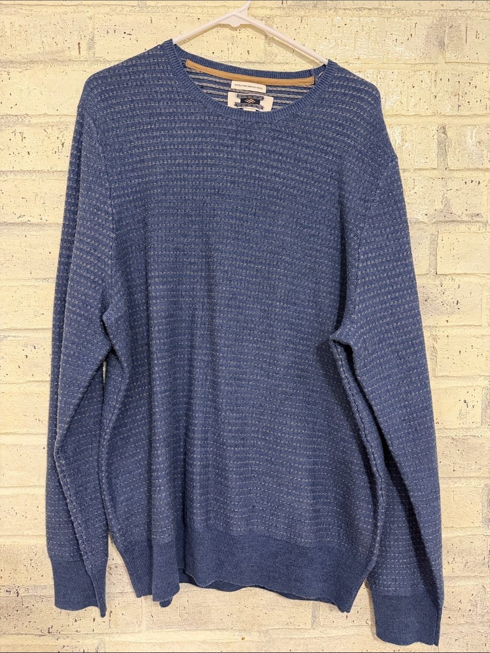 Joseph Abboud Blue Textured Crewneck Sweater
